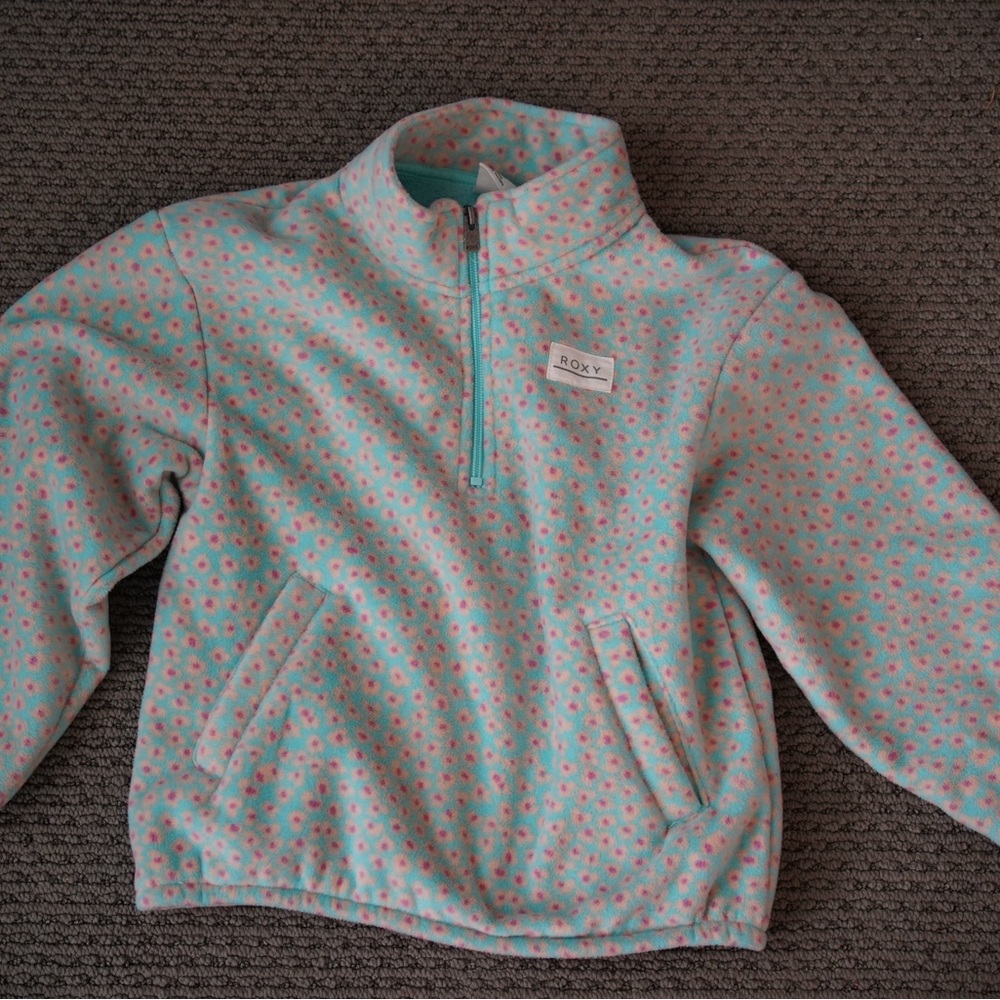 Roxy Kids' Aqua and Pink Polka Dot Sweatshirt